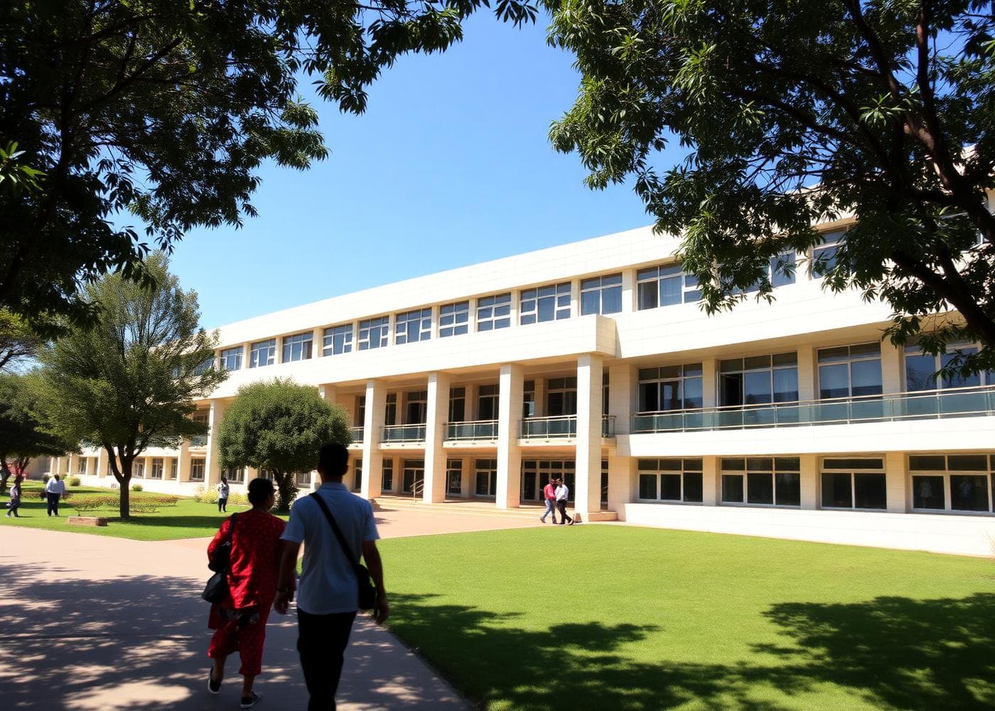 Students studying in library